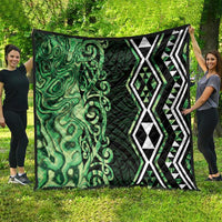 Green Aotearoa Quilt Taniko Motifs With Paua Shell Kowhaiwhai LT14 - Polynesian Pride
