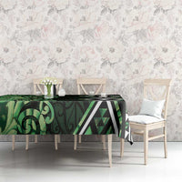 Green Aotearoa Tablecloth Taniko Motifs With Paua Shell Kowhaiwhai