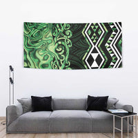 Green Aotearoa Tapestry Taniko Motifs With Paua Shell Kowhaiwhai LT14 - Polynesian Pride