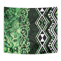 Green Aotearoa Tapestry Taniko Motifs With Paua Shell Kowhaiwhai LT14 - Polynesian Pride