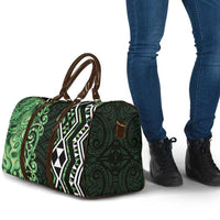 Green Aotearoa Travel Bag Taniko Motifs With Paua Shell Kowhaiwhai - Polynesian Pride