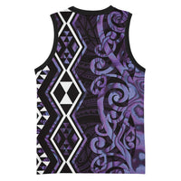 Purple Aotearoa Basketball Jersey Taniko Motifs With Paua Shell Kowhaiwhai - Polynesian Pride
