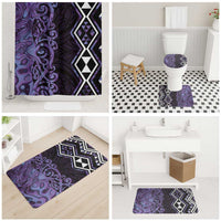Purple Aotearoa Bathroom Set Taniko Motifs With Paua Shell Kowhaiwhai - Polynesian Pride