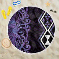 Purple Aotearoa Beach Blanket Taniko Motifs With Paua Shell Kowhaiwhai