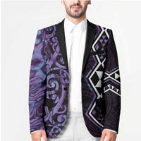 Purple Aotearoa Blazer Taniko Motifs With Paua Shell Kowhaiwhai - Polynesian Pride