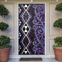 Purple Aotearoa Door Cover Taniko Motifs With Paua Shell Kowhaiwhai - Polynesian Pride