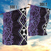 Purple Aotearoa Garden Flag Taniko Motifs With Paua Shell Kowhaiwhai