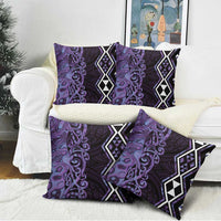 Purple Aotearoa Pillow Cover Taniko Motifs With Paua Shell Kowhaiwhai - Polynesian Pride