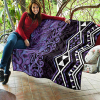 Purple Aotearoa Quilt Taniko Motifs With Paua Shell Kowhaiwhai LT14 - Polynesian Pride