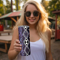Purple Aotearoa Skinny Tumbler Taniko Motifs With Paua Shell Kowhaiwhai
