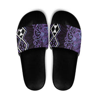Purple Aotearoa Slide Sandals Taniko Motifs With Paua Shell Kowhaiwhai - Polynesian Pride