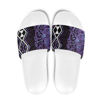 Purple Aotearoa Slide Sandals Taniko Motifs With Paua Shell Kowhaiwhai - Polynesian Pride