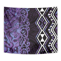 Purple Aotearoa Tapestry Taniko Motifs With Paua Shell Kowhaiwhai LT14 - Polynesian Pride
