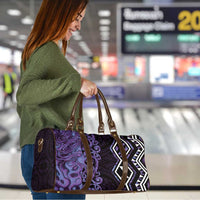 Purple Aotearoa Travel Bag Taniko Motifs With Paua Shell Kowhaiwhai - Polynesian Pride