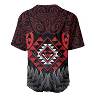 Aotearoa Kiwi Taniko Baseball Jersey Silver Fern With Maori Koru Pattern LT14 - Polynesian Pride