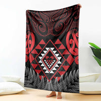 Aotearoa Kiwi Taniko Blanket Silver Fern With Maori Koru Pattern