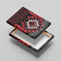 Aotearoa Kiwi Taniko Canvas Wall Art Silver Fern With Maori Koru Pattern