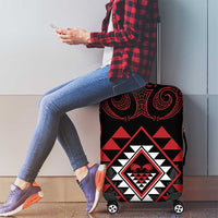 Aotearoa Kiwi Taniko Luggage Cover Silver Fern With Maori Koru Pattern