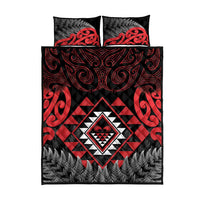Aotearoa Kiwi Taniko Quilt Bed Set Silver Fern With Maori Koru Pattern
