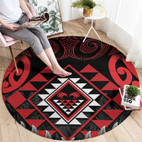 Aotearoa Kiwi Taniko Round Carpet Silver Fern With Maori Koru Pattern LT14 - Polynesian Pride