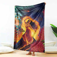 Hawaii Kilauea Big Islands Blanket Pele Goddess With Tropical Flowers