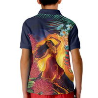 Hawaii Kilauea Big Islands Kid Polo Shirt Pele Goddess With Tropical Flowers LT14 - Polynesian Pride