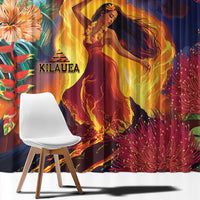 Hawaii Kilauea Big Islands Window Curtain Pele Goddess With Tropical Flowers