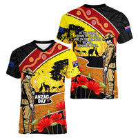 New Zealand And Australia ANZAC Day Women V Neck T Shirt Aboriginal Maori Starring Night Style LT14 - Polynesian Pride