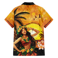Aloha Hawaii Women's Day Family Matching Short Sleeve Bodycon Dress and Hawaiian Shirt Hula Girl With Sunset Vibes LT14 - Polynesian Pride
