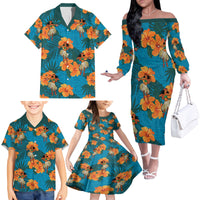 Hawaii Luau Party Family Matching Off Shoulder Long Sleeve Dress and Hawaiian Shirt Dancing Girl Tropical Flowers LT14 - Polynesian Pride