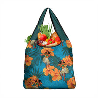 Hawaii Luau Party Grocery Bag Dancing Girl Tropical Flowers LT14 1-pack One Size Blue - Polynesian Pride