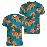 Hawaii Luau Party Women V Neck T Shirt Dancing Girl Tropical Flowers LT14 - Polynesian Pride