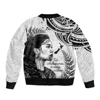 New Zealand Women's Day Sleeve Zip Bomber Jacket Aotearoa Kia Whakapumau Te Mana Wahine LT14 - Polynesian Pride