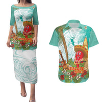Hawaii Cinco de Mayo Couples Matching Puletasi and Hawaiian Shirt Chili Pepper Hula Girl Tropical Vibes