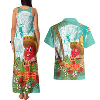 Hawaii Cinco de Mayo Couples Matching Tank Maxi Dress and Hawaiian Shirt Chili Pepper Hula Girl Tropical Vibes