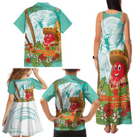 Hawaii Cinco de Mayo Family Matching Tank Maxi Dress and Hawaiian Shirt Chili Pepper Hula Girl Tropical Vibes