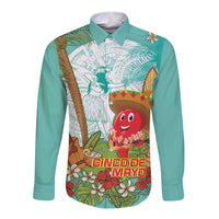 Hawaii Cinco de Mayo Long Sleeve Button Shirt Chili Pepper Hula Girl Tropical Vibes