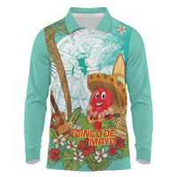Hawaii Cinco de Mayo Long Sleeve Polo Shirt Chili Pepper Hula Girl Tropical Vibes