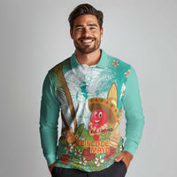 Hawaii Cinco de Mayo Long Sleeve Polo Shirt Chili Pepper Hula Girl Tropical Vibes