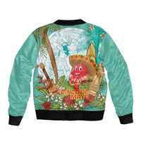 Hawaii Cinco de Mayo Sleeve Zip Bomber Jacket Chili Pepper Hula Girl Tropical Vibes