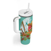 Hawaii Cinco de Mayo Tumbler With Handle Chili Pepper Hula Girl Tropical Vibes