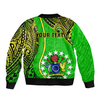 Personalised Cook Islands Bomber Jacket Mangaia Gospel Day Green Version LT14 - Polynesian Pride