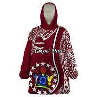 Personalised June 15 Mangaia Gospel Day Mangaia Cook Islands Wearable Blanket Hoodie Maroon Version LT14 One Size Maroon - Polynesian Pride