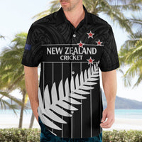 Custom New Zealand Silver Fern Cricket Hawaiian Shirt Aotearoa Maori Go Black Cap LT14 - Polynesian Pride