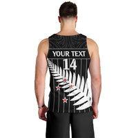Custom New Zealand Silver Fern Cricket Men Tank Top Aotearoa Maori Go Black Cap