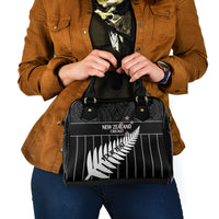 Custom New Zealand Silver Fern Cricket Shoulder Handbag Aotearoa Maori Go Black Cap