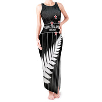 Custom New Zealand Silver Fern Cricket Tank Maxi Dress Aotearoa Maori Go Black Cap LT14 Women Black - Polynesian Pride