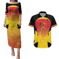 Custom Papua New Guinea Cricket Couples Matching Puletasi and Hawaiian Shirt 2024 Go PNG LT14 Black - Polynesian Pride