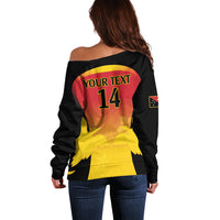 Custom Papua New Guinea Cricket Off Shoulder Sweater 2024 Go PNG LT14 - Polynesian Pride