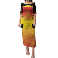 Custom Papua New Guinea Cricket Puletasi 2024 Go PNG LT14 Long Dress Black - Polynesian Pride